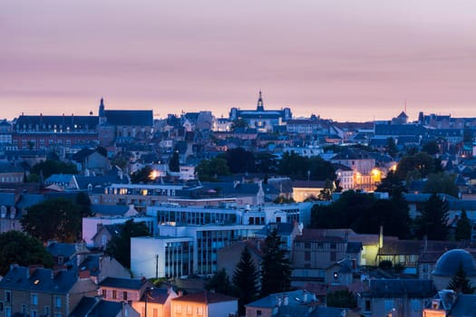 Panorama of Poitiers with city hall at sunset. Poitiers, Nouvelle-Aquitaine, France.