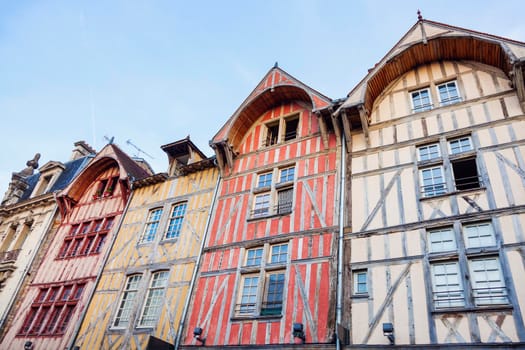 Old architecture of Troyes at sunset. Troyes, Grand Est, France.