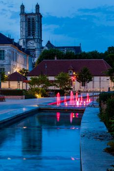 Troyes Cathedral at night. Troyes, Grand Est, France.