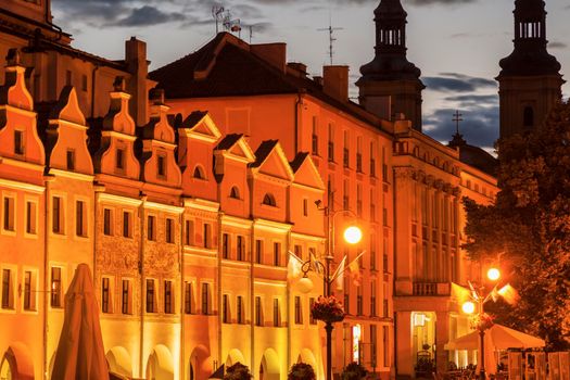 Architecture of Legnica at evening. Legnica, Lower Silesian, Poland.