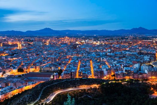Panorama of Alicante from Castle of Santa Barbara. Alicante, Valencian Community, Spain.