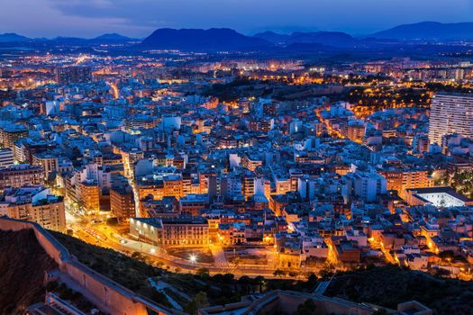 Panorama of Alicante from Castle of Santa Barbara. Alicante, Valencian Community, Spain.
