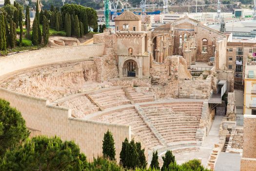 Roman Theatre in Cartagena. Cartagena, Murcia, Spain.