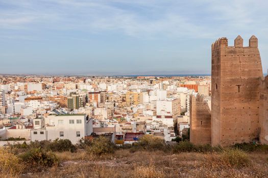 Wall of Jayran and Almeria panorama. Almeria, Andalusia, Spain.