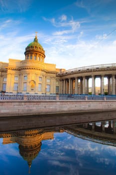 Kazan Cathedral in Saint Petersburg . Sights of Saint Petersburg. Morning city without people. Orthodoxy. Article about tourism