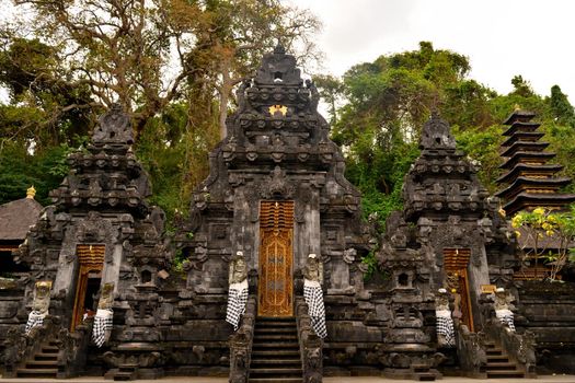 View of the Goa Lawah temple in a cloudy day, Bali