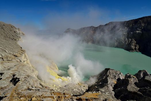 Ijen volcano in a wonderful day, Java, Indonesia