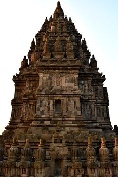 Sunset view of the Prambanan Hindu temple, Indonesia