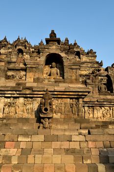 Dawn view of the Borobudur, Buddhist temple in Java, Indonesia