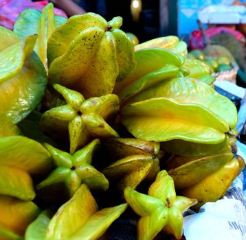 Closeup of babaco fruit in a market, Bali