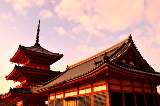 View of the wonderful pagoda Koyasu in the Kiyomizu complex, Kyoto