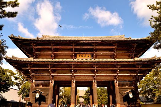 Closeup the Nandaimon gate inside the Todai Ji area, Nara