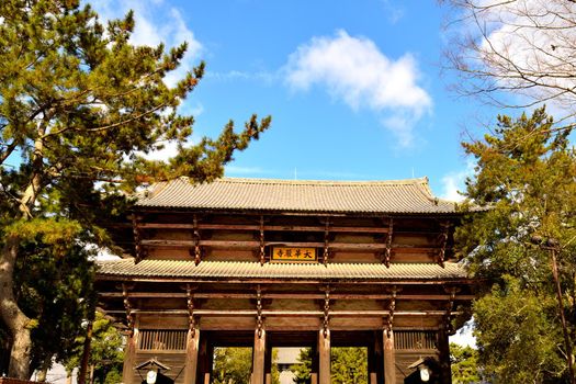Closeup the Nandaimon gate inside the Todai Ji area, Nara