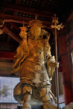 Closeup of a big Bodhisattva statue in the Todai Ji temple, Nara