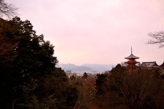 View of the wonderful pagoda Koyasu in the Kiyomizu complex, Kyoto