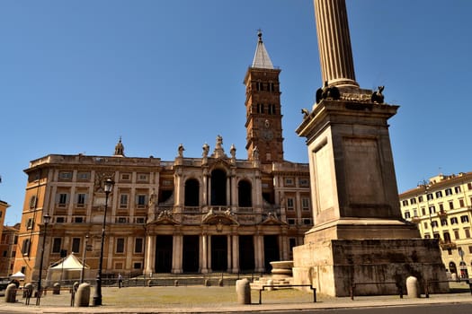 May 7th 2020, Rome, Italy: View of the Basilica di Santa Maria Maggiore without tourists due to the phase 2 of lockdown