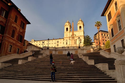 May 8th 2020, Rome, Italy: View of the Trinita dei Monti without tourists due to the phase 2 of lockdown