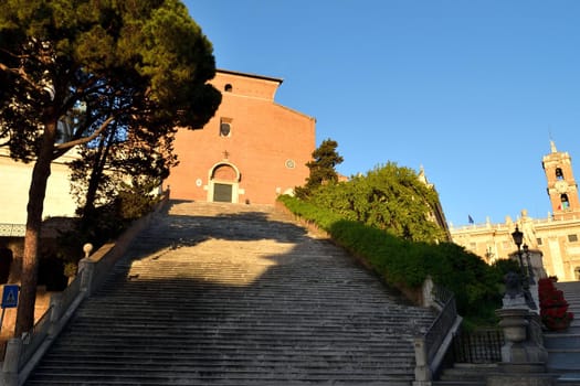 May 12th 2020, Rome, Italy: View of the Basilica of Santa Maria in Aracoeli without tourists due to phase 2 of the lockdown