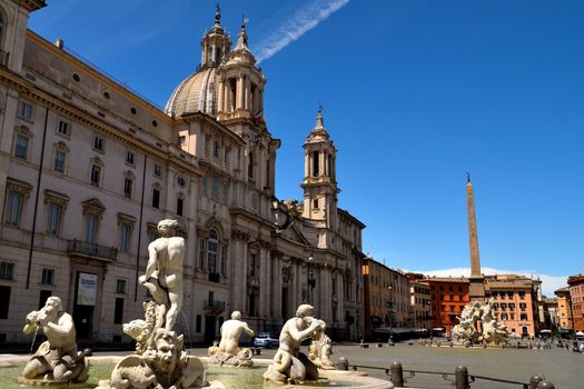 May 15th 2020, Rome, Italy: View of the Navona Square without tourists due to phase 2 of the lockdown