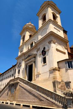 May 25th 2020, Rome, Italy: View of the Trinita dei Monti without tourists due to the phase 2 of lockdown