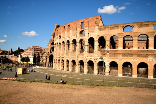 March 8th 2020, Rome, Italy: View of the Colosseum with few tourists due to the coronavirus epidemic