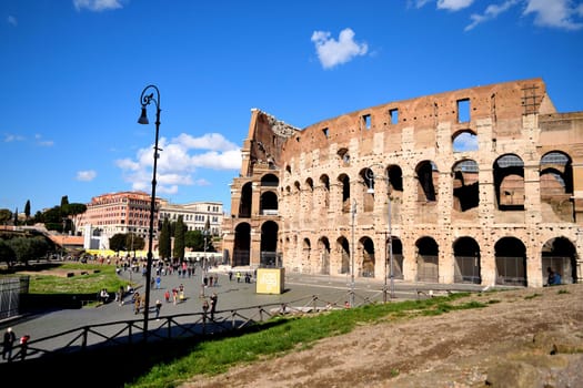 March 8th 2020, Rome, Italy: View of the Colosseum with few tourists due to the coronavirus epidemic