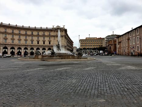 March 13th 2020, Rome, Italy: View of the Republic Square without tourists due to the quarantine