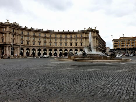 March 13th 2020, Rome, Italy: View of the Republic Square without tourists due to the quarantine