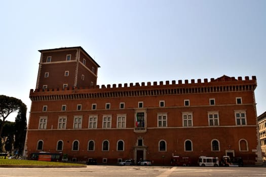 April 8th 2020, Rome, Italy: View of the Palazzo Venezia without tourists due to the lockdown
