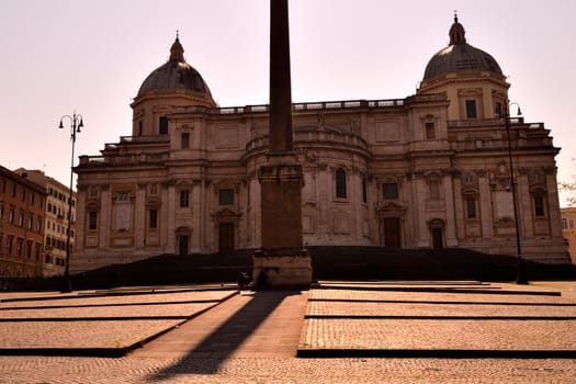 April 8th 2020, Rome, Italy: View of the Basilica di Santa Maria Maggiore without tourists due to the lockdown