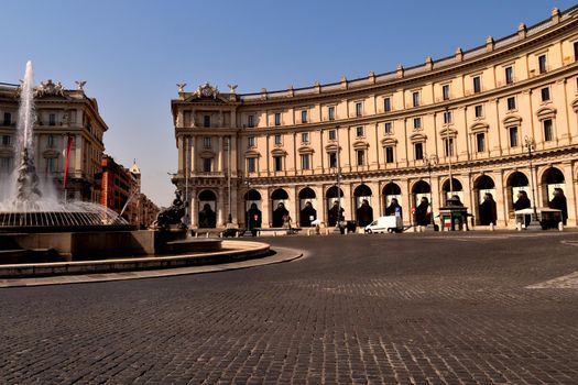 April 8th 2020, Rome, Italy: View of the Republic Square without tourists due to the lockdown