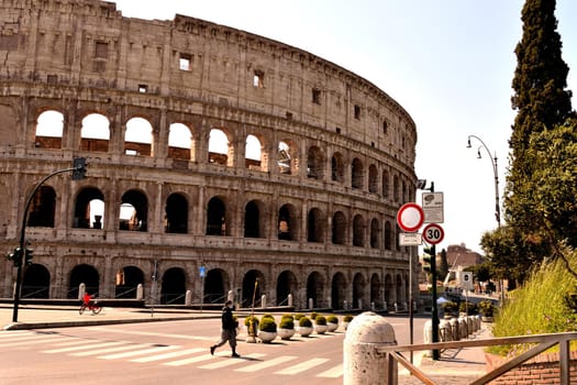 April 8th 2020, Rome, Italy: View of the Colosseum without tourists due to the lockdown