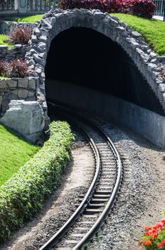 Old stone tunnel in the Friendship park in the district of Santiago de Surco in Lima - Peru