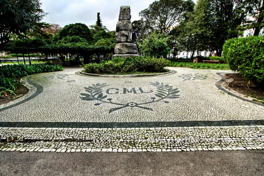Beautiful Principe Real Garden on a cloudy day in Lisbon