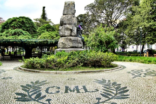 Beautiful Principe Real Garden on a cloudy day in Lisbon