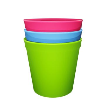 Colour flower pot isolated on white background. design element 3D rendering