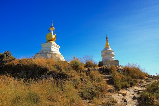 Pagoda in Myanmar, where people are Buddhists.