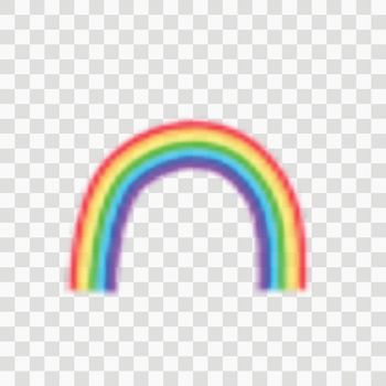 3d rainbow icon on a transparent background. Detailed isolated symbol. Cute realistic vector illustration with blur effect.