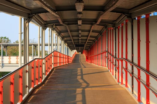 Walkway connecting the Skytrain of Bangkok
