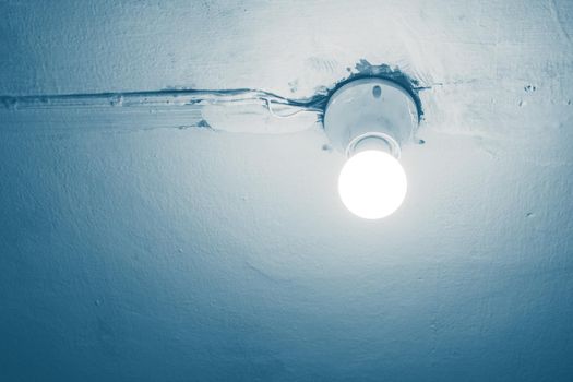 Energy saving lamp Bright open on the ceiling