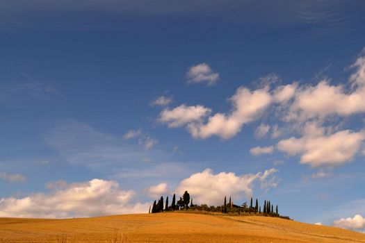 View of the beautiful Tuscan countryside with its unique colors.