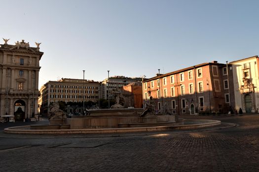 May 7th 2020, Rome, Italy: View of the Republic Square without tourists due to the phase 2 of lockdown