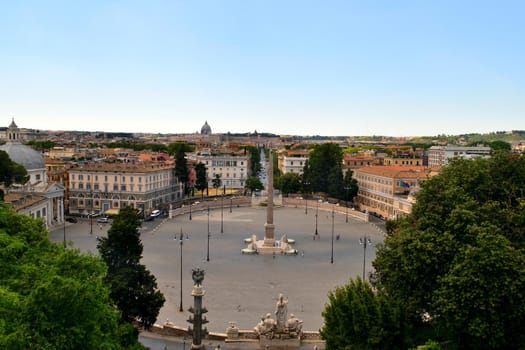 May 25th 2020, Rome, Italy: View of the Piazza del Popolo without tourists due to the phase 2 of lockdown