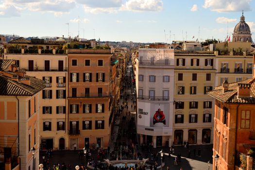 March 8th 2020, Rome, Italy: View of Piazza di Spagna with few tourists because of the coronavirus epidemic