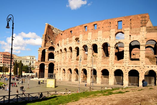 March 8th 2020, Rome, Italy: View of the Colosseum with few tourists due to the coronavirus epidemic