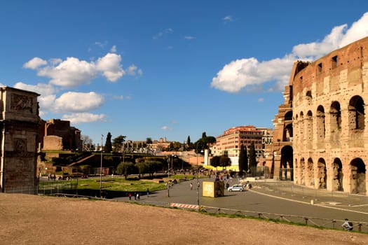 March 8th 2020, Rome, Italy: View of the Colosseum with few tourists due to the coronavirus epidemic