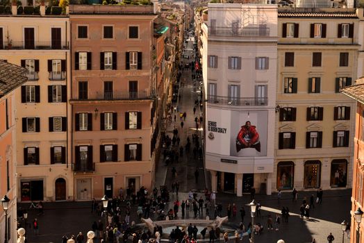 March 8th 2020, Rome, Italy: View of Piazza di Spagna with few tourists because of the coronavirus epidemic