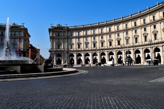 April 8th 2020, Rome, Italy: View of the Republic Square without tourists due to the lockdown