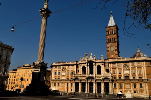 April 8th 2020, Rome, Italy: View of the Basilica di Santa Maria Maggiore without tourists due to the lockdown