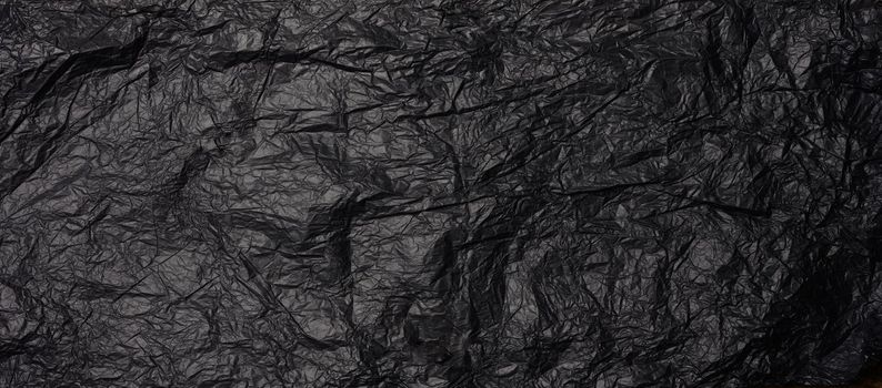 crumpled black paper, abstract texture background, banner